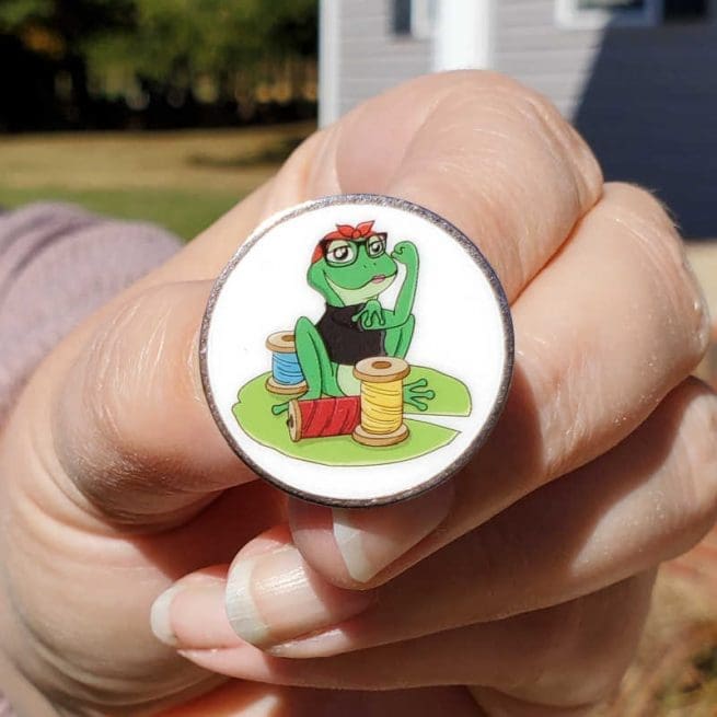 Quilting Frog Pin