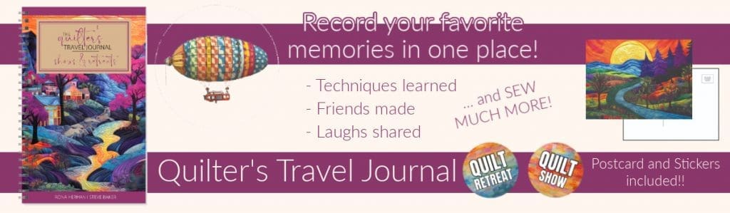 Quilters Travel Journal Shows and Retreats cover 2