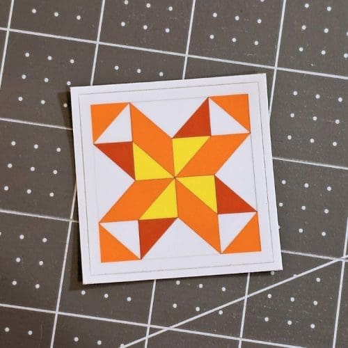 Orange Mosaic quilt block sticker | Rona the Ribbiter